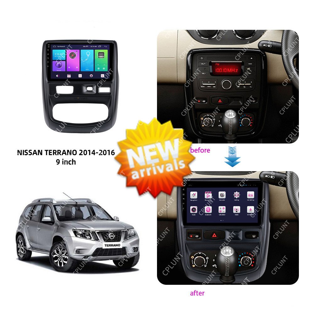 Car DVD Player Frame FOR NISSAN TERRANO 2014-2016 9INCH Touch screen Android radio Farme stereo