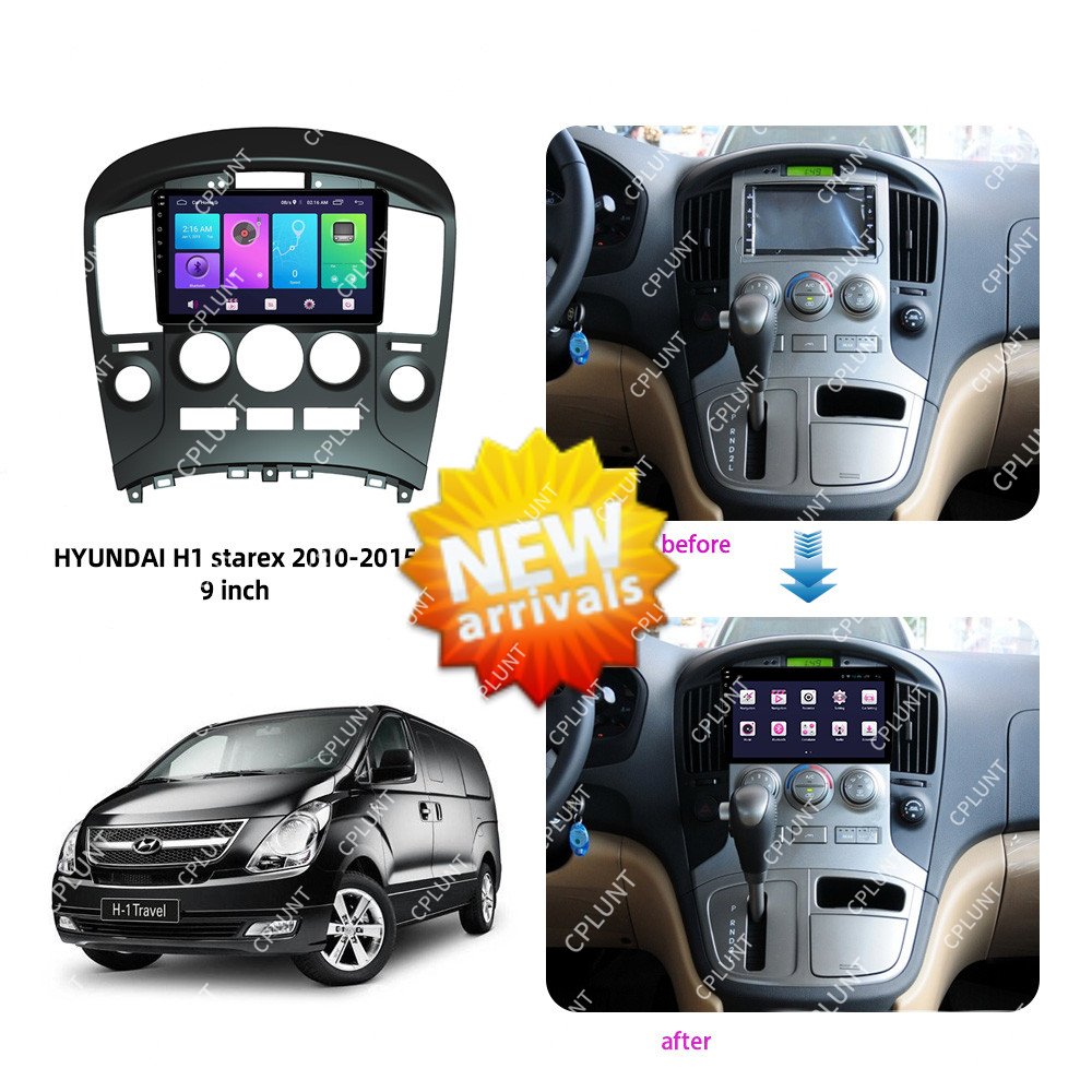 Car DVD Player Frame For HYUNDAI H1 starex 2010-2015 9inch Touch screen Android radio Farme stereo