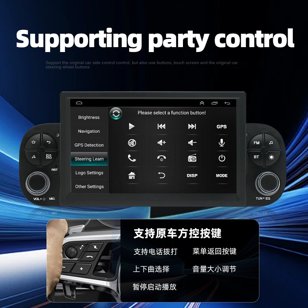 Android Navigation Wireless CarPlay Player 2 Din Large Touch Screen All-in-One Stereo GPS Radio For Fiat Panda car