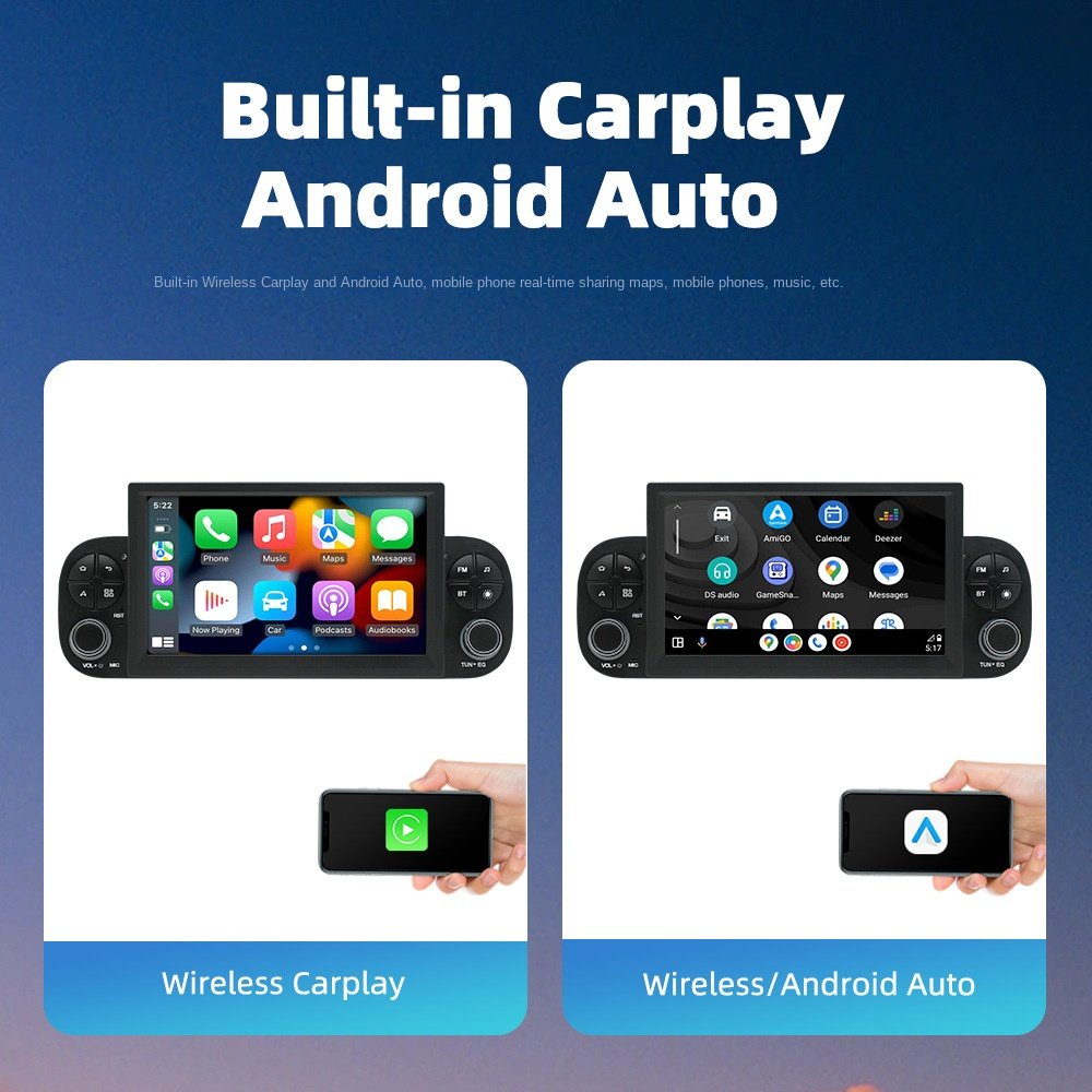 Android Navigation Wireless CarPlay Player 2 Din Large Touch Screen All-in-One Stereo GPS Radio For Fiat Panda car