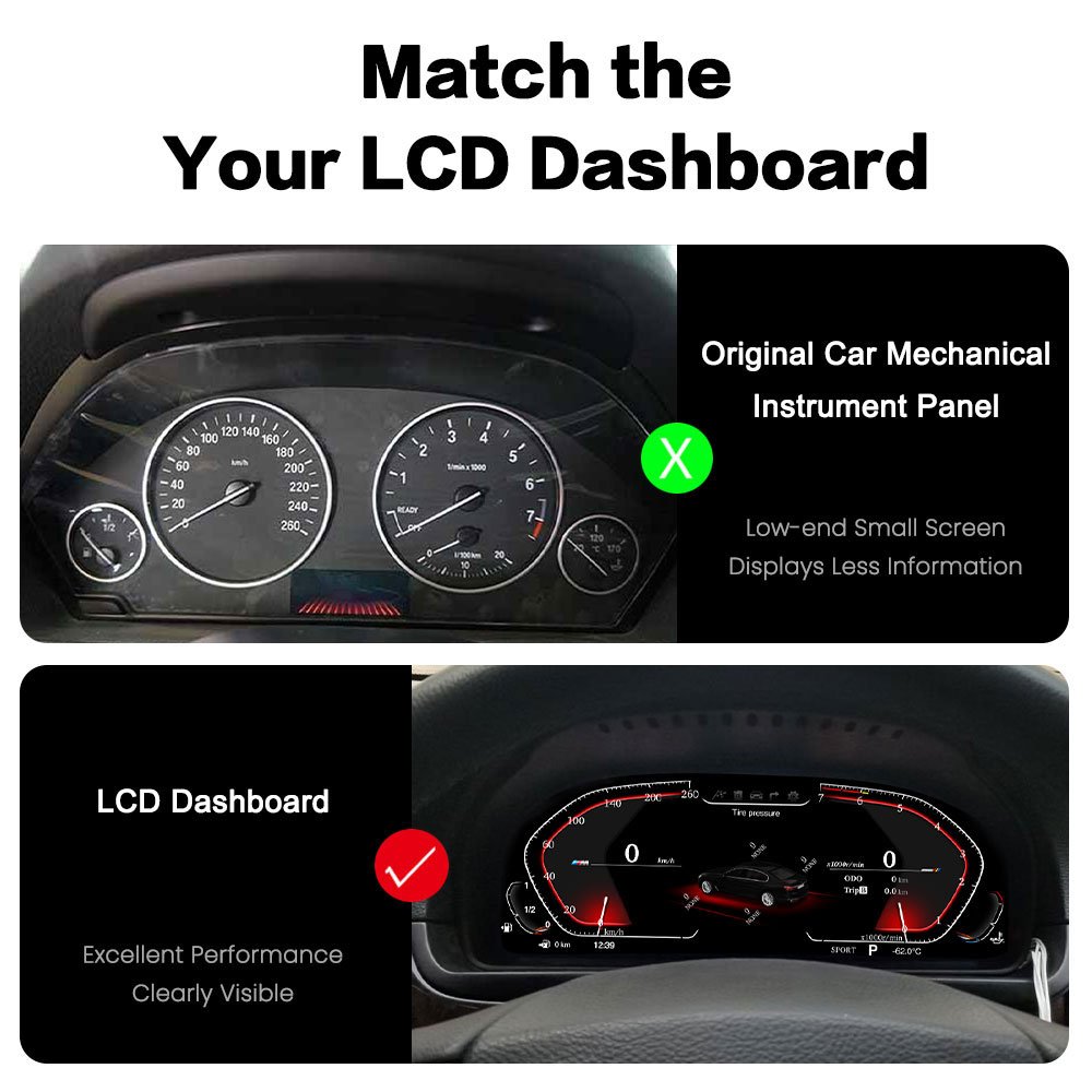 12.3 Inch HD Digital Cluster Virtual Cockpit Car Multimedia Player For BMW X5 E70 X6 E71 2007-2013 Dashboard Speed Meter Screen