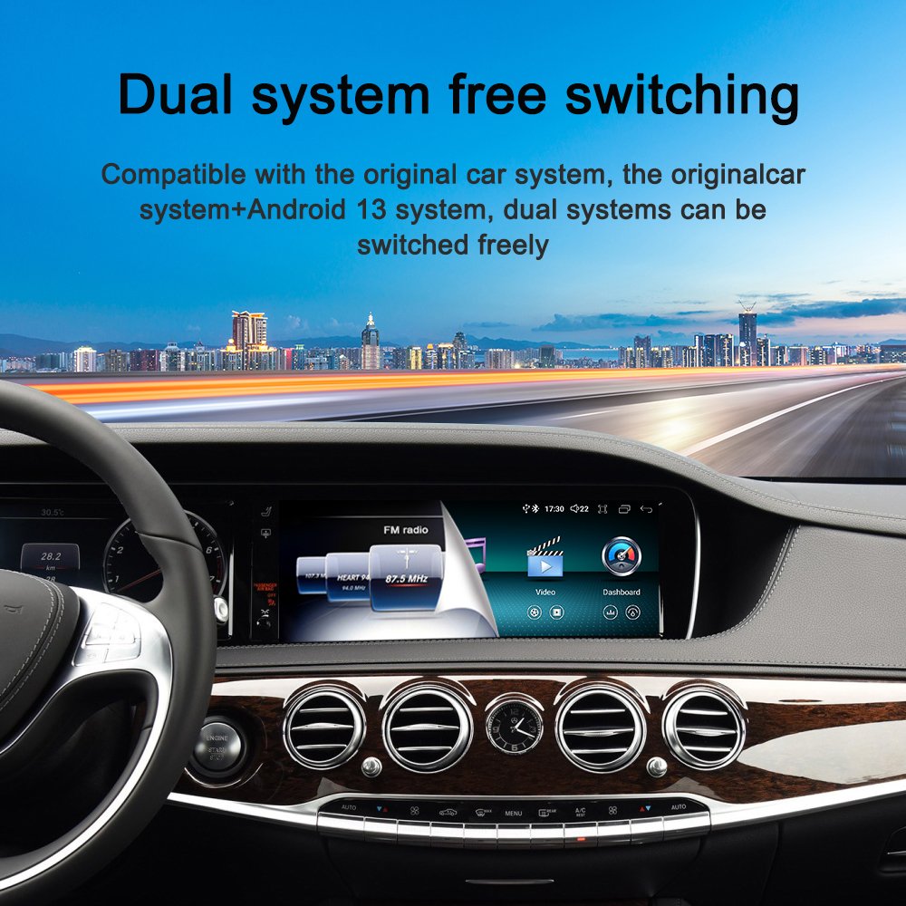 LELV 12.3 Inch Qualcomm 665 8+64GB Touch Screen Carplay Car DVD Player Android 14 Radio Multimedia For S Class W222 2013-2017