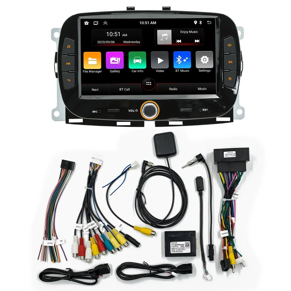 2Din 7 inch quad/Octa core Android13 car radio supports carplay Android Auto WIFI GPS RDS car player for Fiat 500 2016-2019