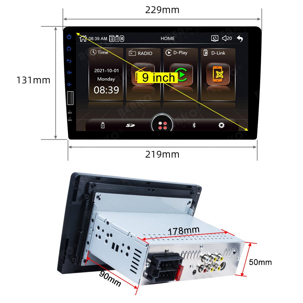 F133 Car MP5 Radio 9 Inch 1024*600 Capacitive Touch Screen bluetooth For apple Carplay Android Auto stereo with backup camera