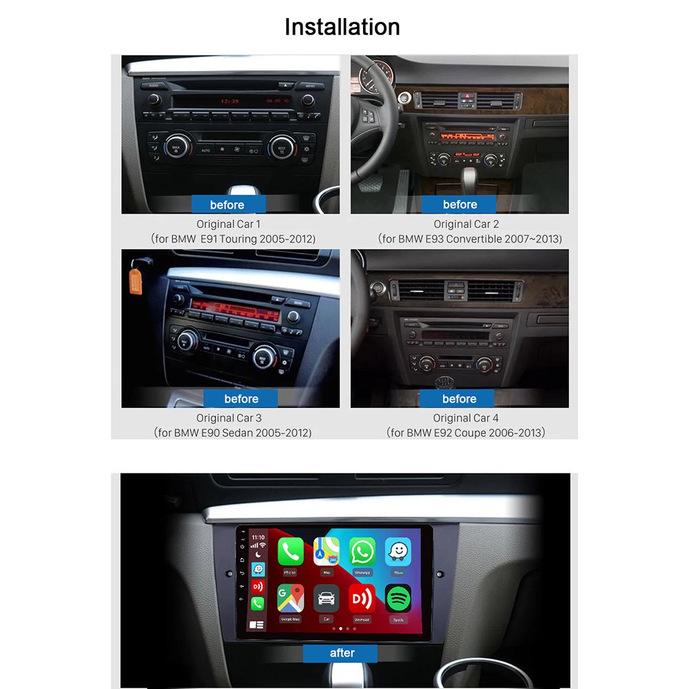 Android Car Multimedia Player for BMW E90 E91 E92 E93 2005-2012 Car DVD Radio Stereo Head Unit GPS CarPlay Screen Auto Video