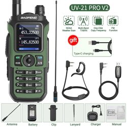 Baofeng UV-21 Pro V2 Handheld Two-Way Radio Powerful Wireless Frequency Tri-Band Waterproof Long Ran Analog GMRS VOX S22 Type-C