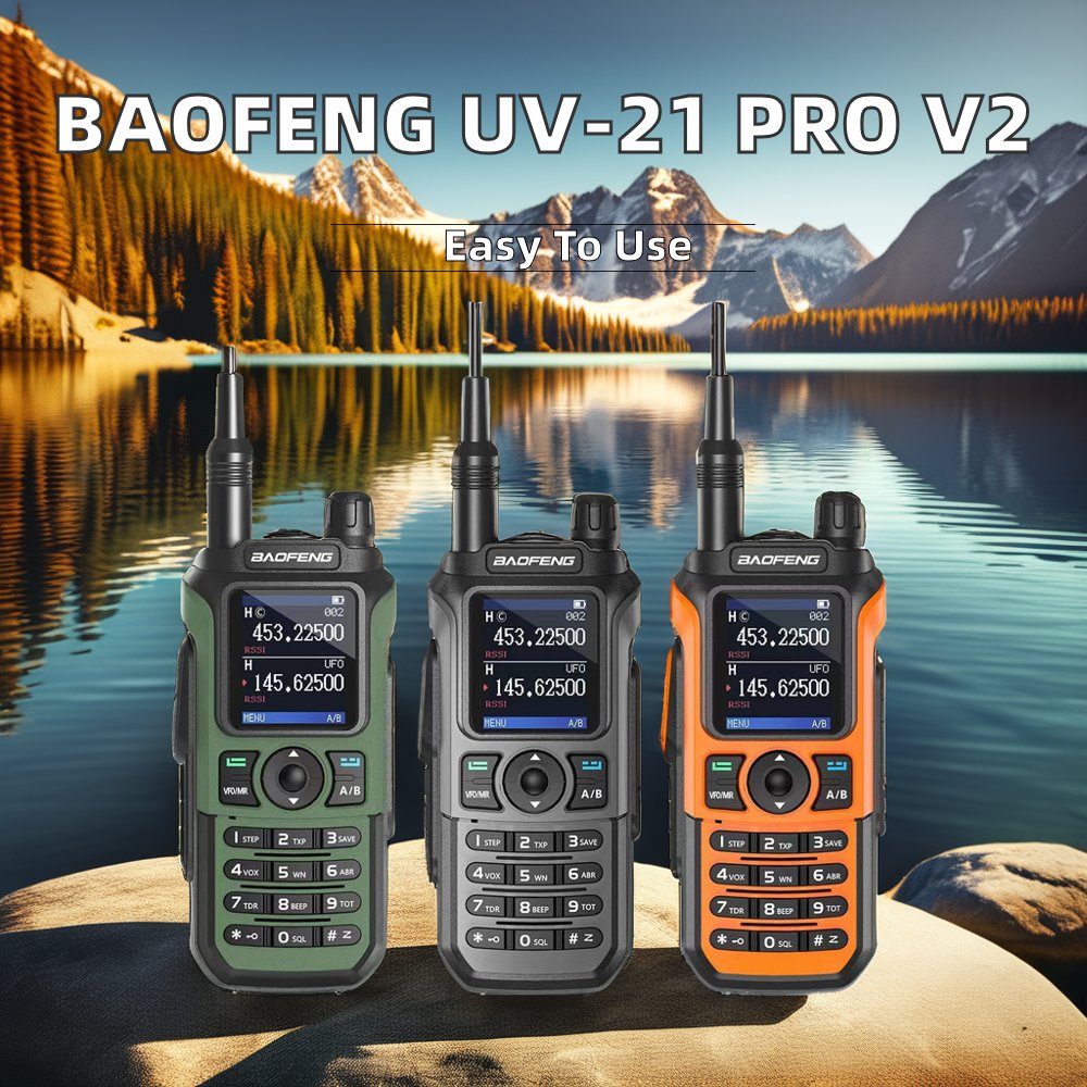 Baofeng UV-21 Pro V2 Handheld Two-Way Radio Powerful Wireless Frequency Tri-Band Waterproof Long Ran Analog GMRS VOX S22 Type-C