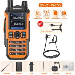 Baofeng UV-21 Pro V2 Handheld Two-Way Radio Powerful Wireless Frequency Tri-Band Waterproof Long Ran Analog GMRS VOX S22 Type-C