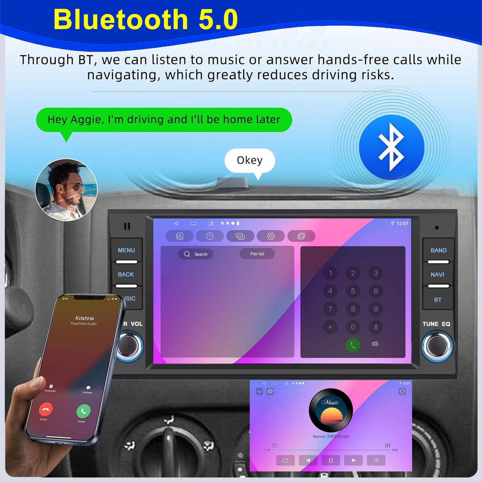For Jeep Wrangler JK/Dodge/Chevrolet 7'' Android Car Radio Carplay Android Auto Mirrorlink DSP Rear View FM BT GPS WIFI SWC