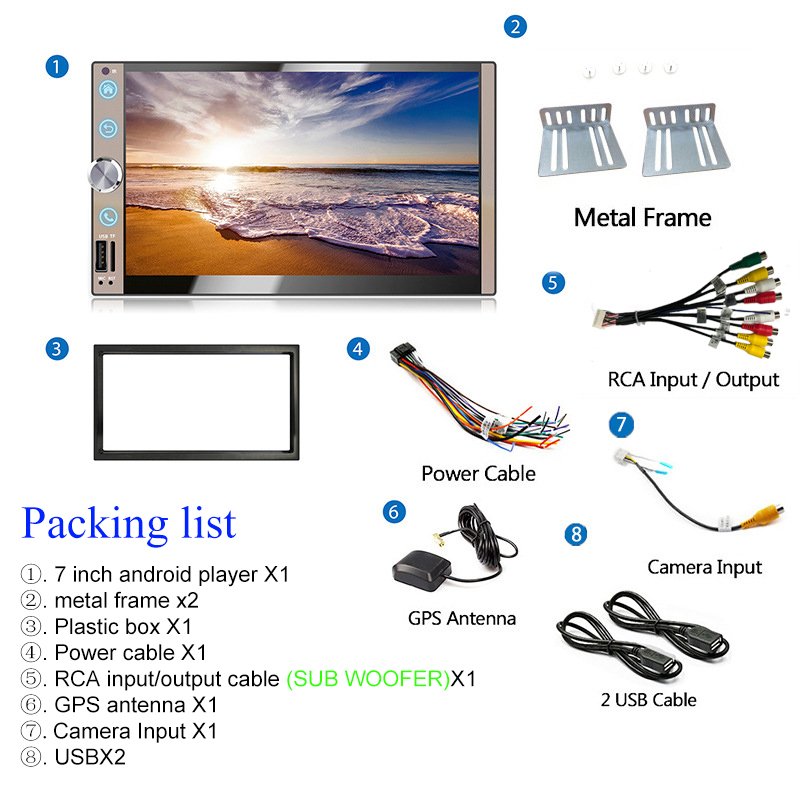 2din 7" Inch Video Mp5 Touch Screen car Music Auto Radio With Phone-link Cd Stereo Audio Mp3 1din Dvd External Car Player