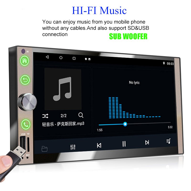2din 7" Inch Video Mp5 Touch Screen car Music Auto Radio With Phone-link Cd Stereo Audio Mp3 1din Dvd External Car Player