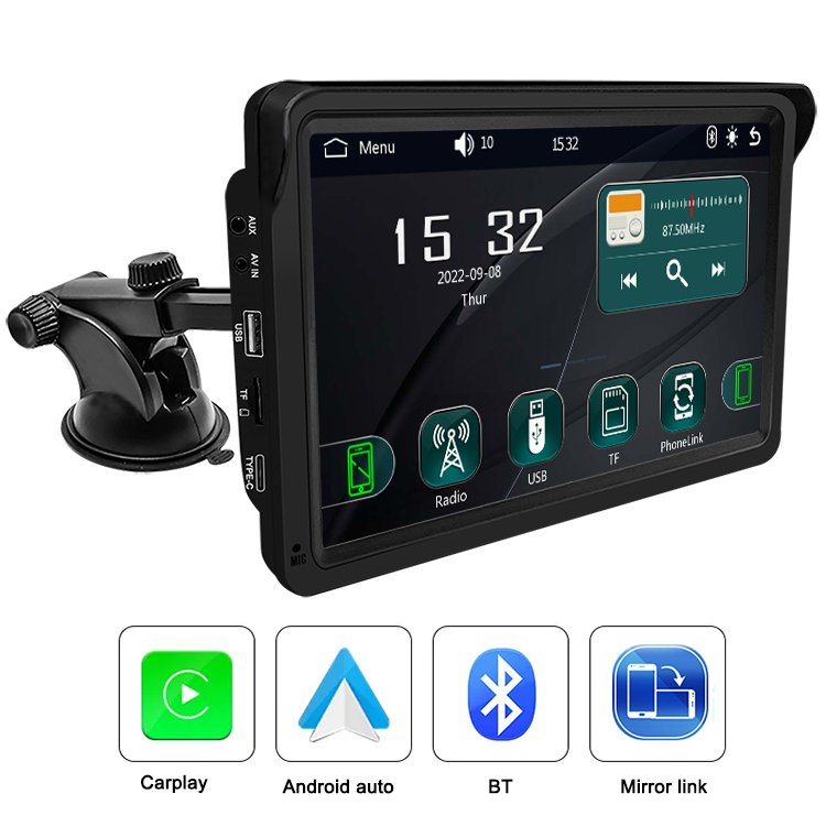 wireless carplay universal 7inch carplay screen portable display car radio player android auto apple carplay