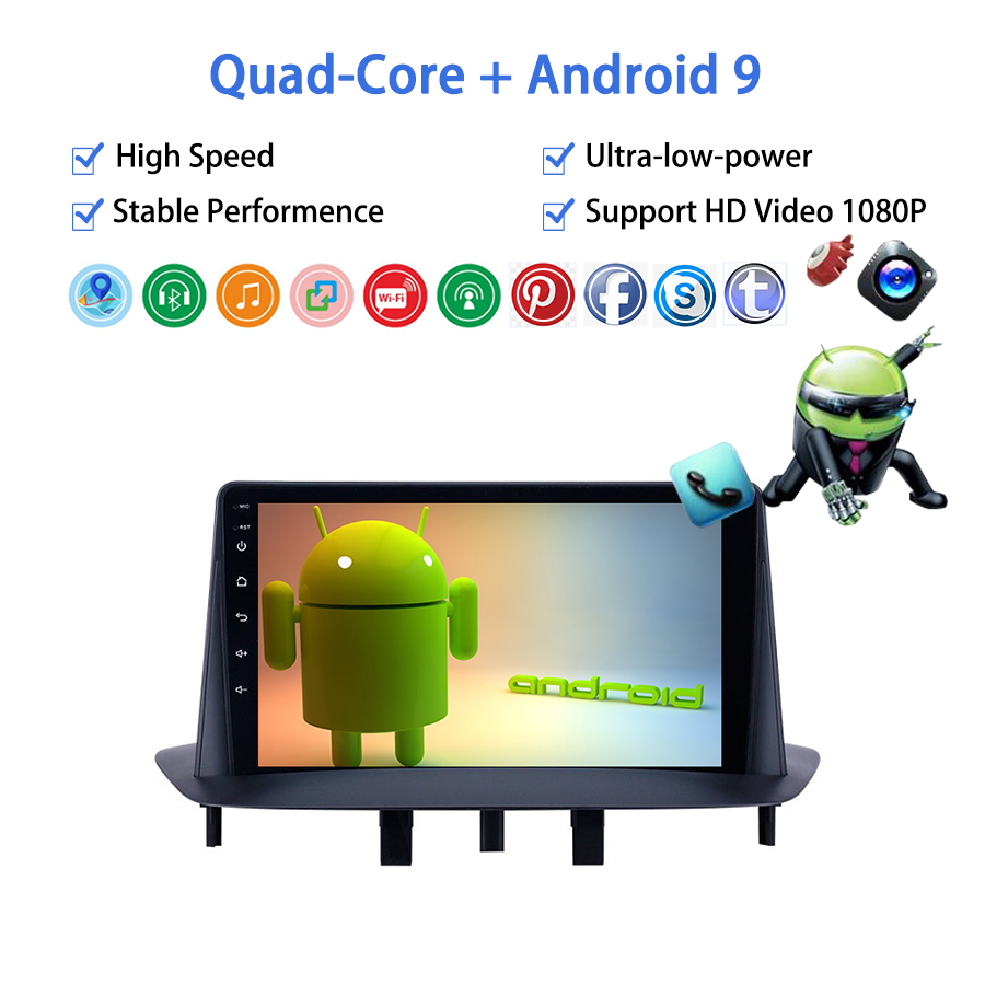 2 Din Car Radio Multimedia Video Player WIFI GPS Navigation Car Stereo Android Auto Player for Renault Megane 3 2008 - 2014