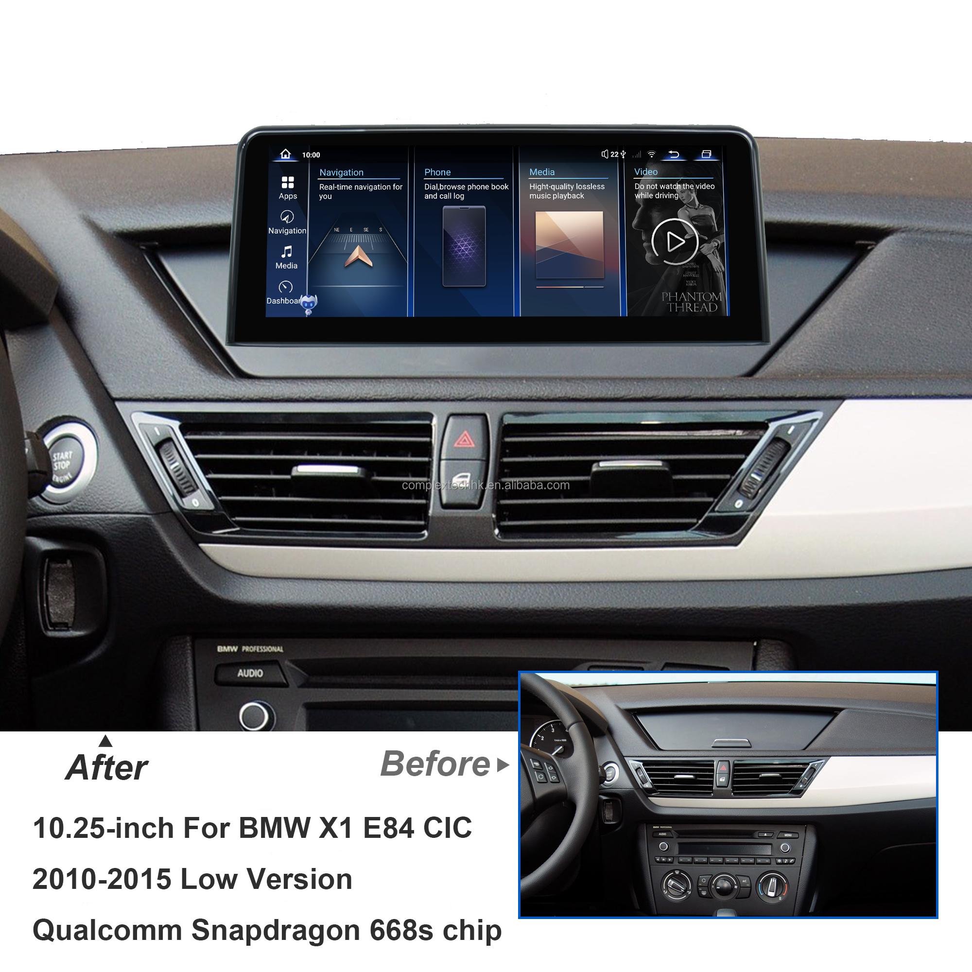 10.25" 4g+64g 8-core qualcomm Snapdragon 668s car stereo gps dvd player For BMW X1 E84 Lower version 2010-2015 CIC touch screen