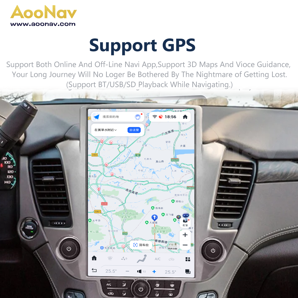 AOONAV 14.4 Inch IPS QHD Touch Stereo Screen GPS Navigation Carplay For GMC Yukon Chevrolet Tahoe Suburban 2015-2022 Head Unit