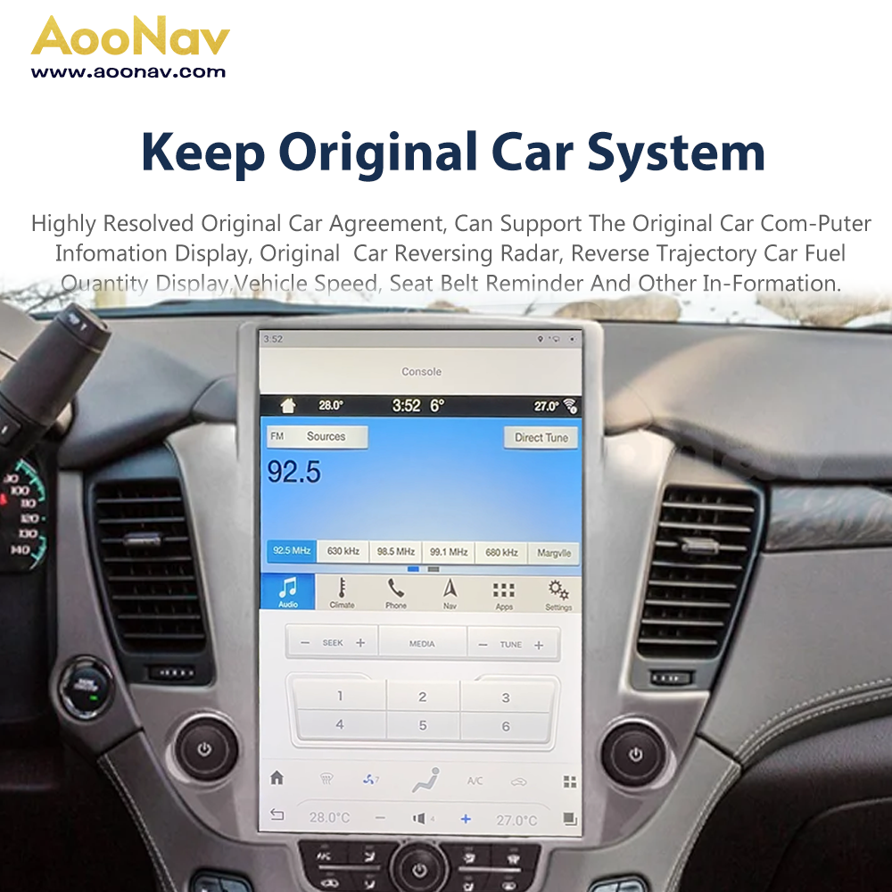 AOONAV 14.4 Inch IPS QHD Touch Stereo Screen GPS Navigation Carplay For GMC Yukon Chevrolet Tahoe Suburban 2015-2022 Head Unit