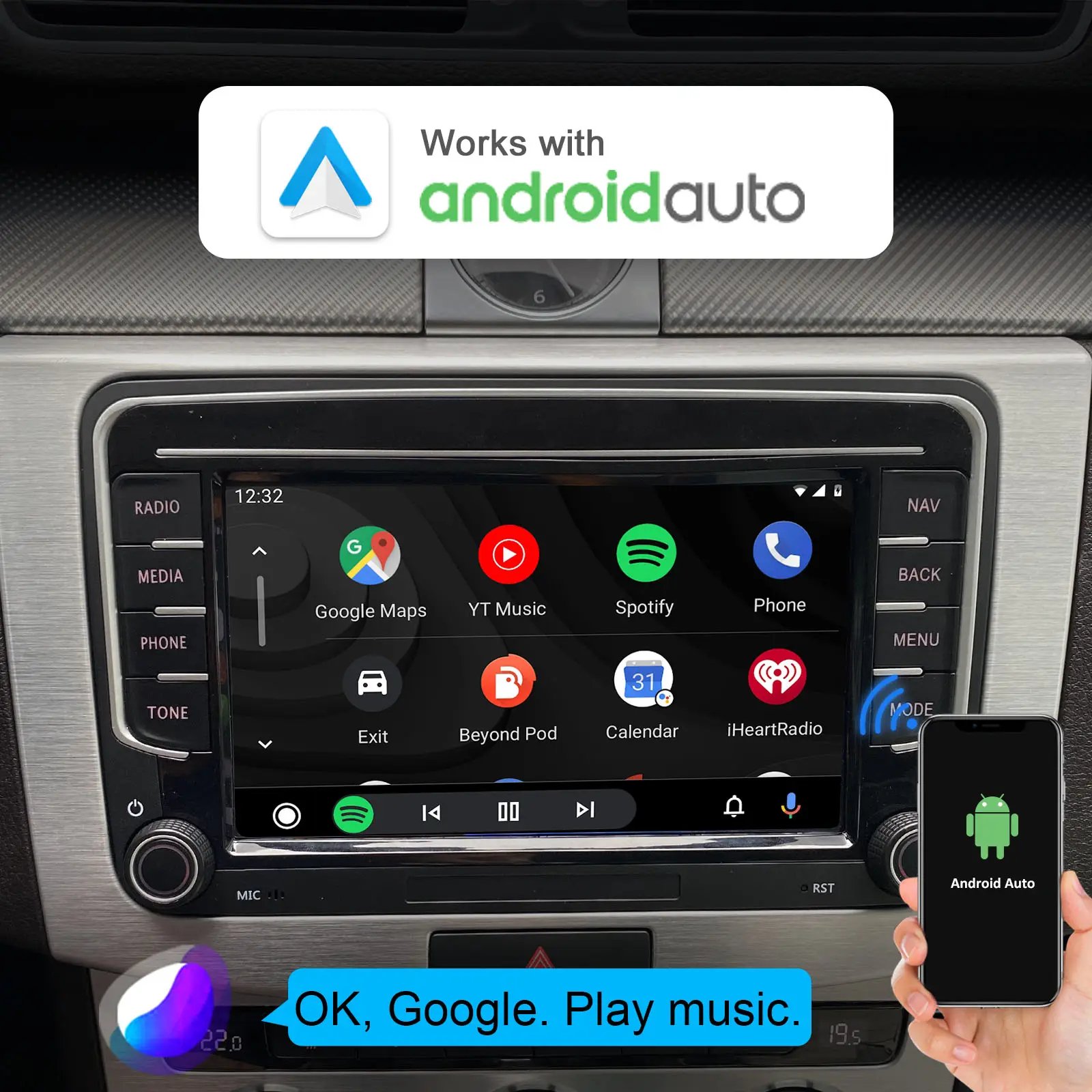 2G+32G Touch Screen 7 '' Android Stereo Car Audio 2 Din Car Radio For VW Skoda Octavia Golf Passat B6 Polo carplay Screen