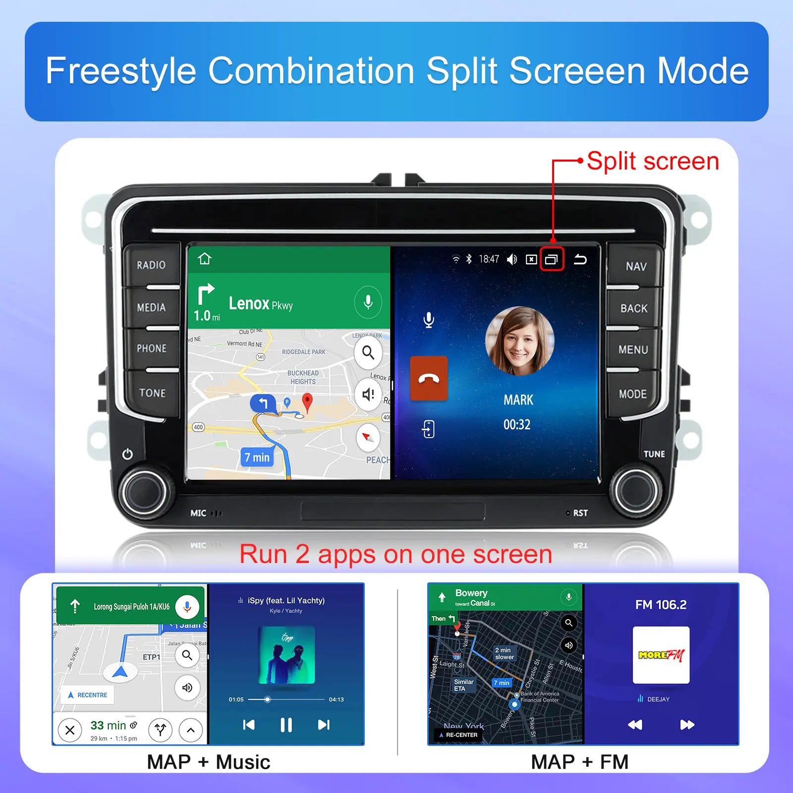 2G+32G Touch Screen 7 '' Android Stereo Car Audio 2 Din Car Radio For VW Skoda Octavia Golf Passat B6 Polo carplay Screen