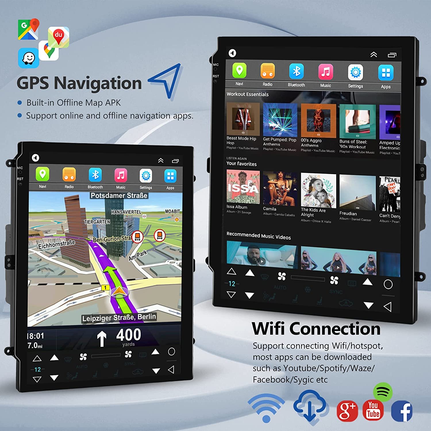Podofo 9.7" Android Car Stereo Car Radio For Toyota Hilux 2005-2014 With Carplay Android Auto GPS Wifi Hifi FM RDS MIC Camera