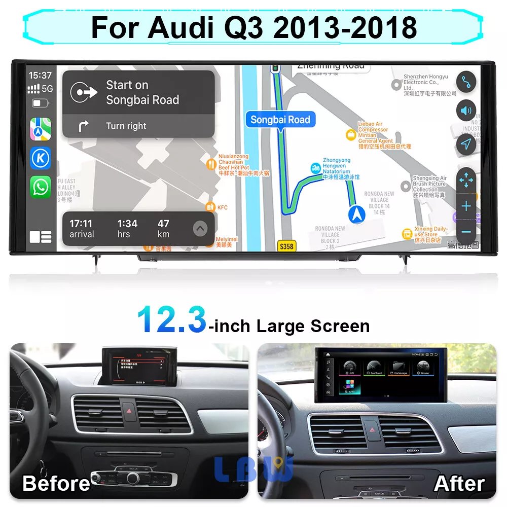8core 12.3inch 8+128G android car radio dvd player gps navigation multimedia for Audi Q3 2013-2018 with CarPlay&android auto