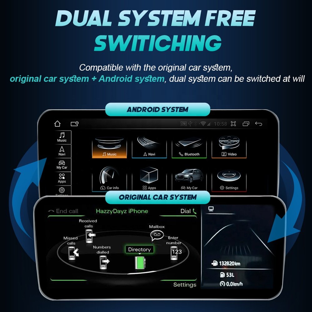 Jmance 10.25 inch Dashboard 8 Core Ram 2GB Rom 64GB 4G Carplay Android Auto For Audi Q3 2012 - 2018 2 Din Stereo Car DVD Player