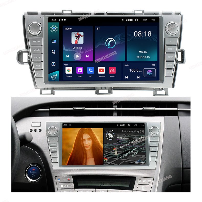 With Button Android Auto Car Dvd Player for Toyota Prius 2010-2015 Android Navigation Built-in GPS Navigation System Dashboard