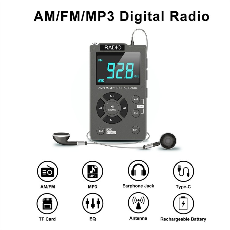 MP3 Rechargeable Digitale Vintage Household Portable FM Radio Players Retro Cheap Mini Digital AM FM Radio