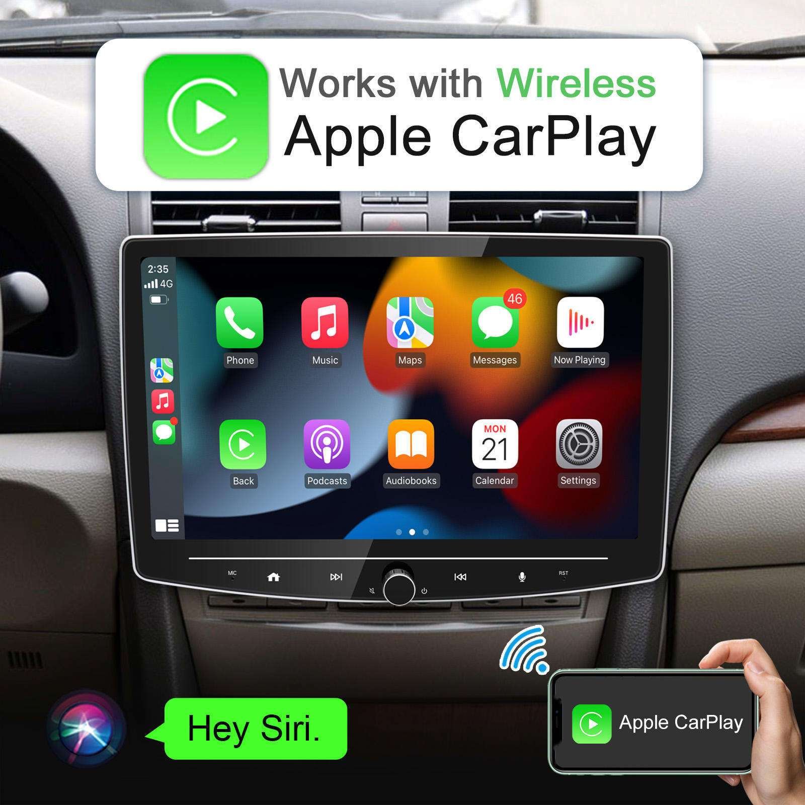 Android 12 auto Carplay 4Core 1 Din 10.1" Car Radio GPS Multimedia Player Universal WIFI Audio for Nissan Toyota Kia VW