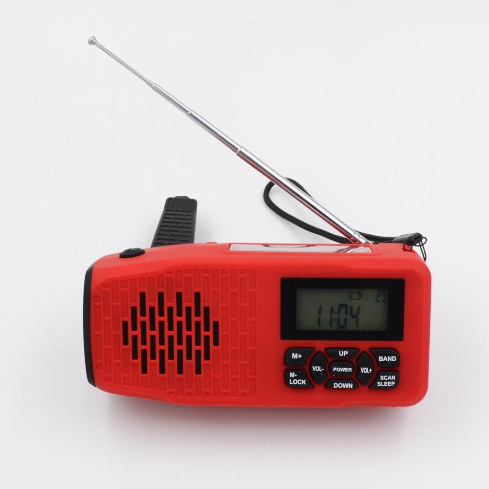 NOAA AM FM Radio Self Powered Hand Crank Solar Weather Emergency Portable Radio With LED Display Screen