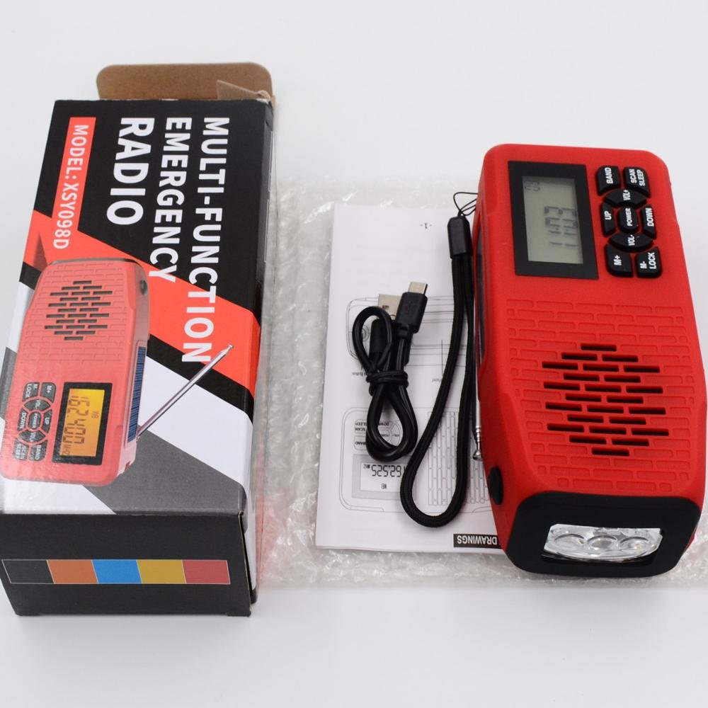 NOAA AM FM Radio Self Powered Hand Crank Solar Weather Emergency Portable Radio With LED Display Screen