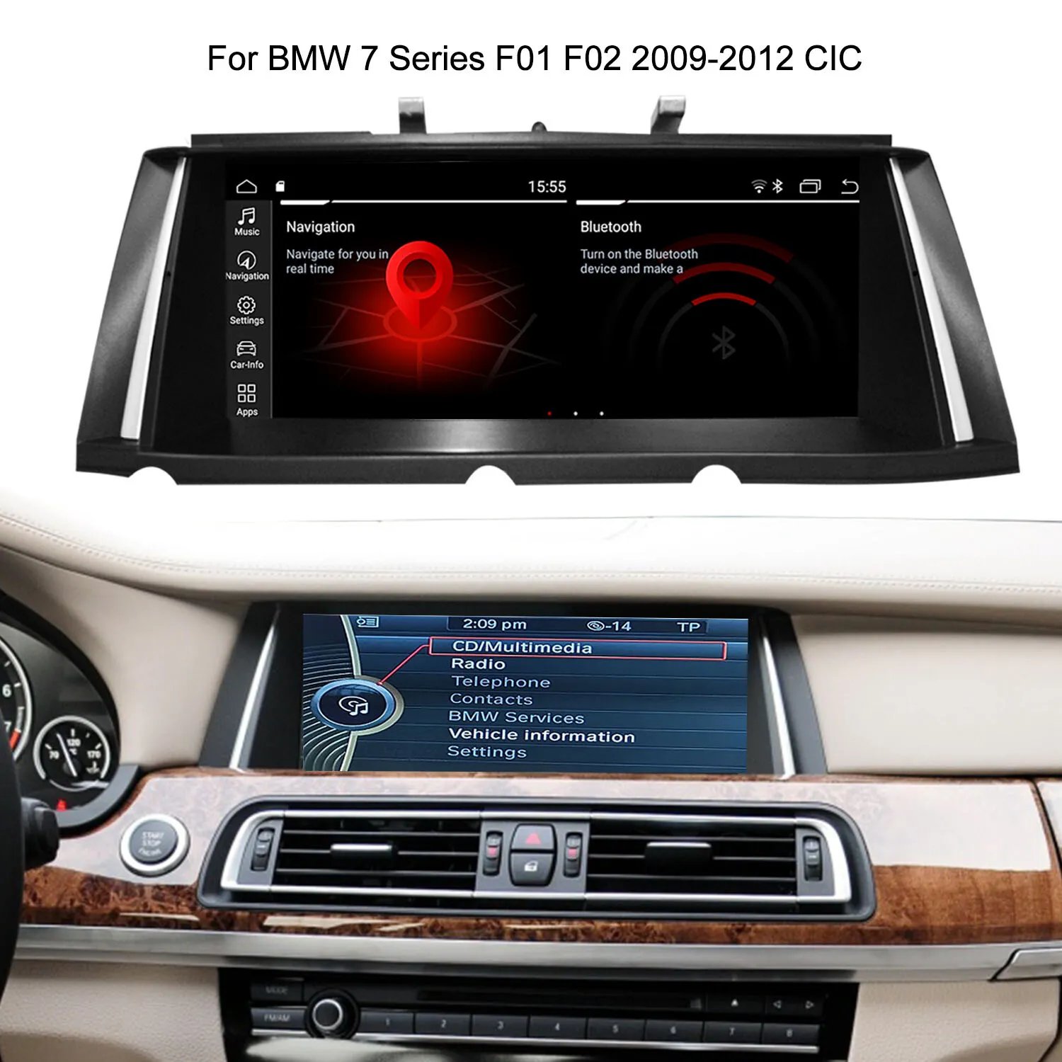 10.25" Original car screen Android 13 Multimedia Car Radio For BMW 7 Series F01 F02 2009-2017 NBT CIC with Wireless CarPlay