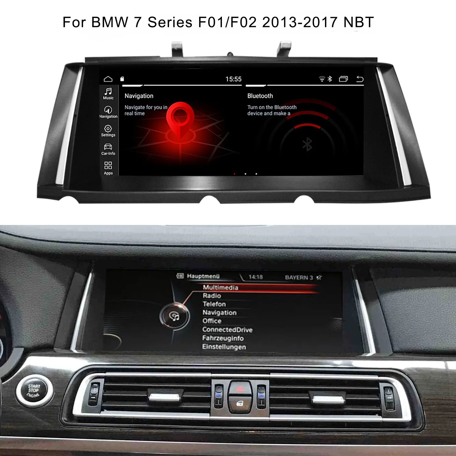 10.25" Original car screen Android 13 Multimedia Car Radio For BMW 7 Series F01 F02 2009-2017 NBT CIC with Wireless CarPlay