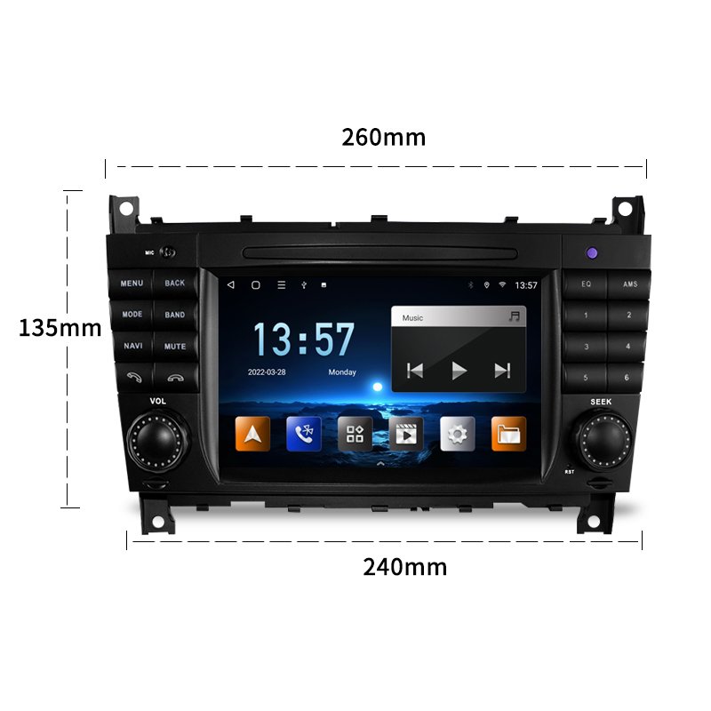 7" Android AUTO Carplay Car Multimedia Video Players Radio Bluetooth Gps Navigation For Mercedes Benz C Class W203 RDS Music