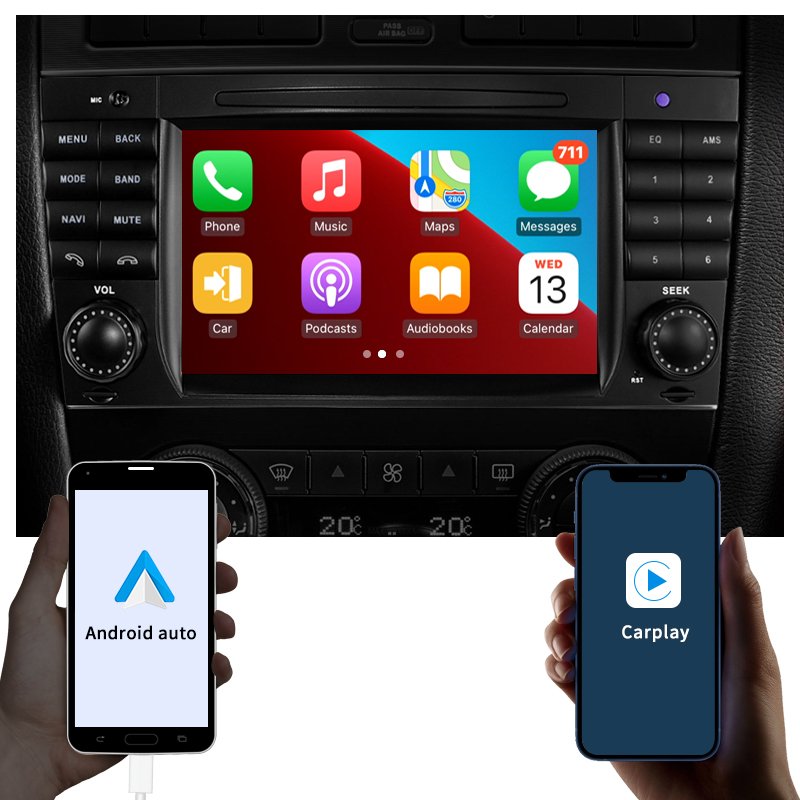 7" Android AUTO Carplay Car Multimedia Video Players Radio Bluetooth Gps Navigation For Mercedes Benz C Class W203 RDS Music