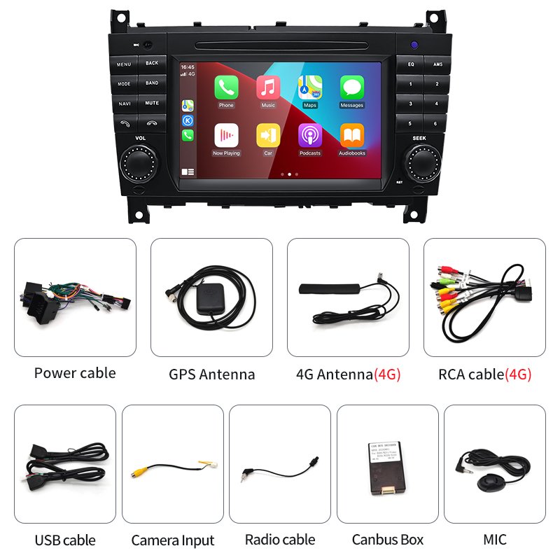 7" Android AUTO Carplay Car Multimedia Video Players Radio Bluetooth Gps Navigation For Mercedes Benz C Class W203 RDS Music