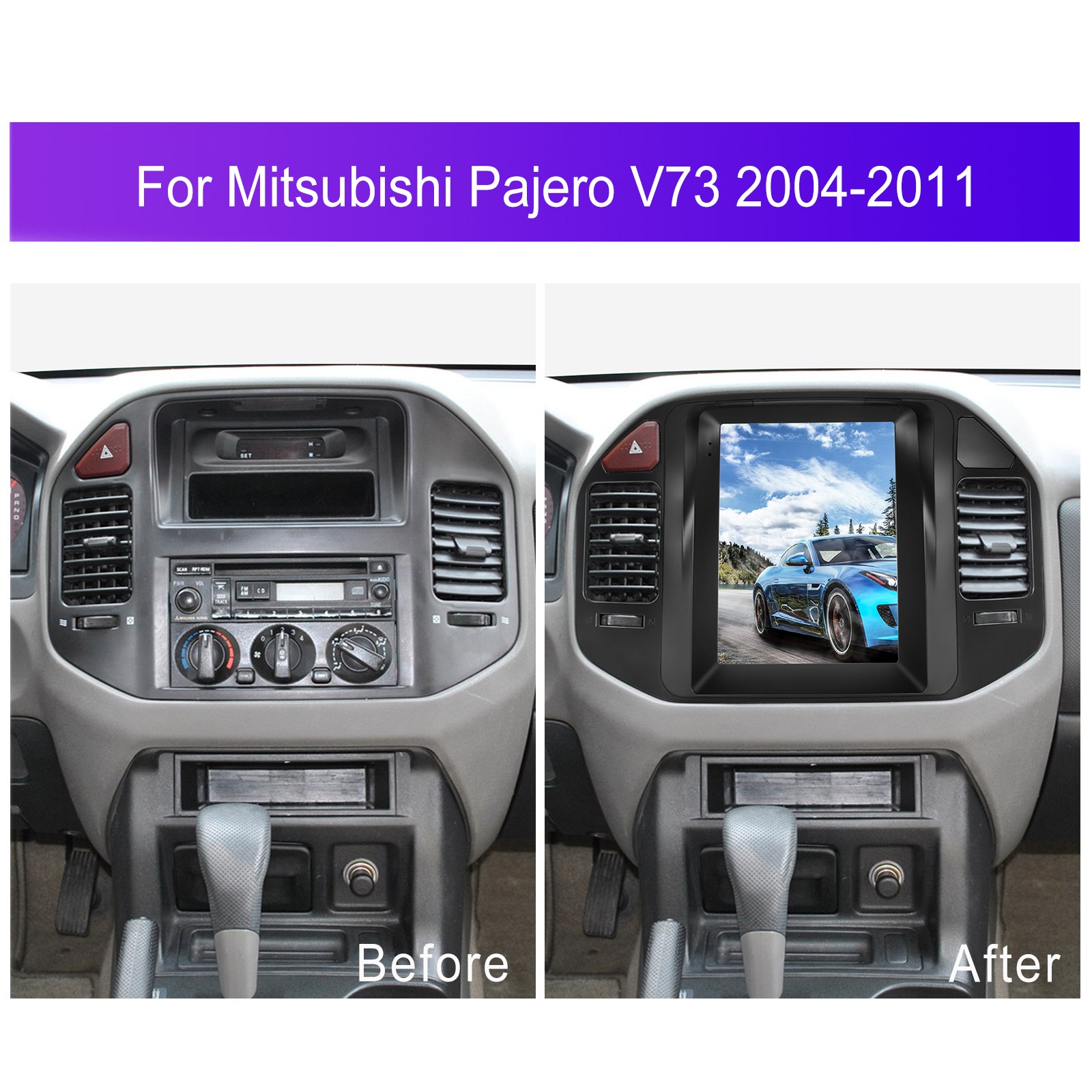 Podofo Android Car Radio 9.7'' 1+32/2+64GB For Mitsubishi Pajero V73 2004-2011 Carplay Android Auto GPS WiFi FM RDS BT