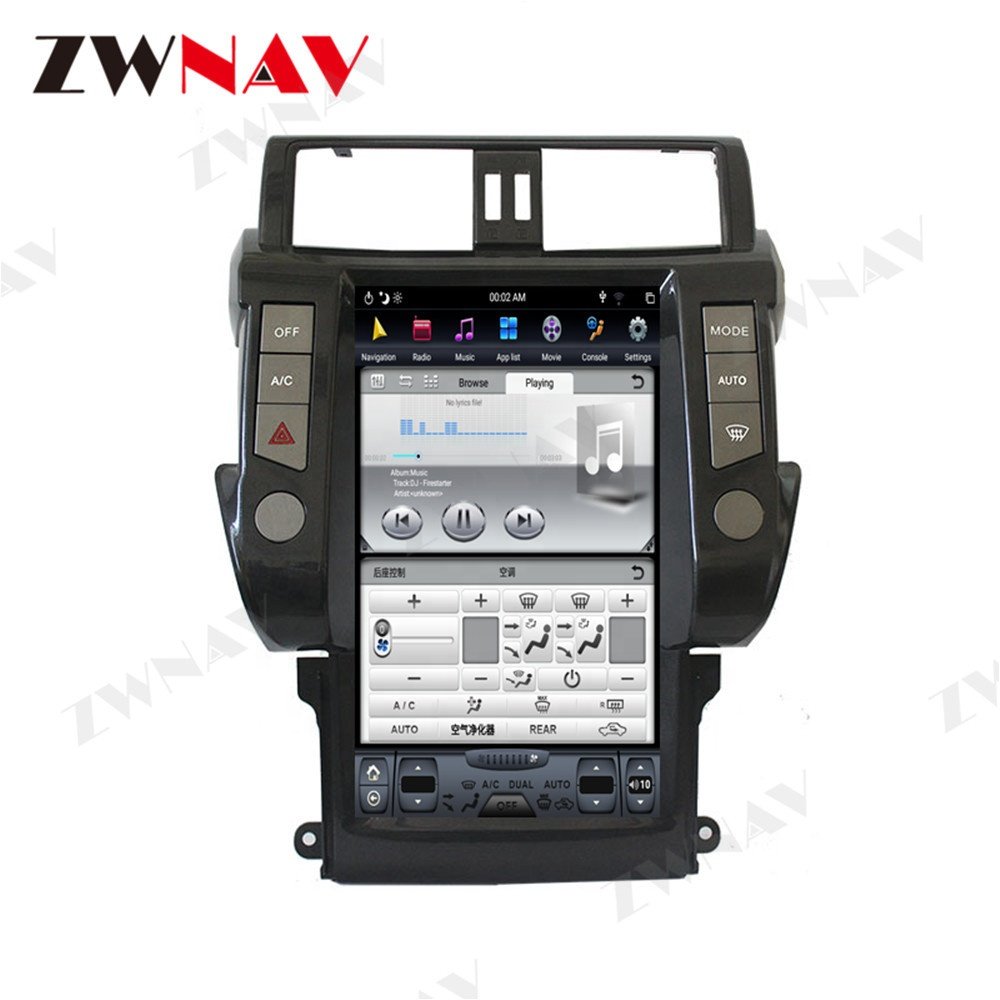 ZWNAV Android 9.0 Radio Tesla Style Car GPS Navigation for LAND CRUISER prado 150 2010-13