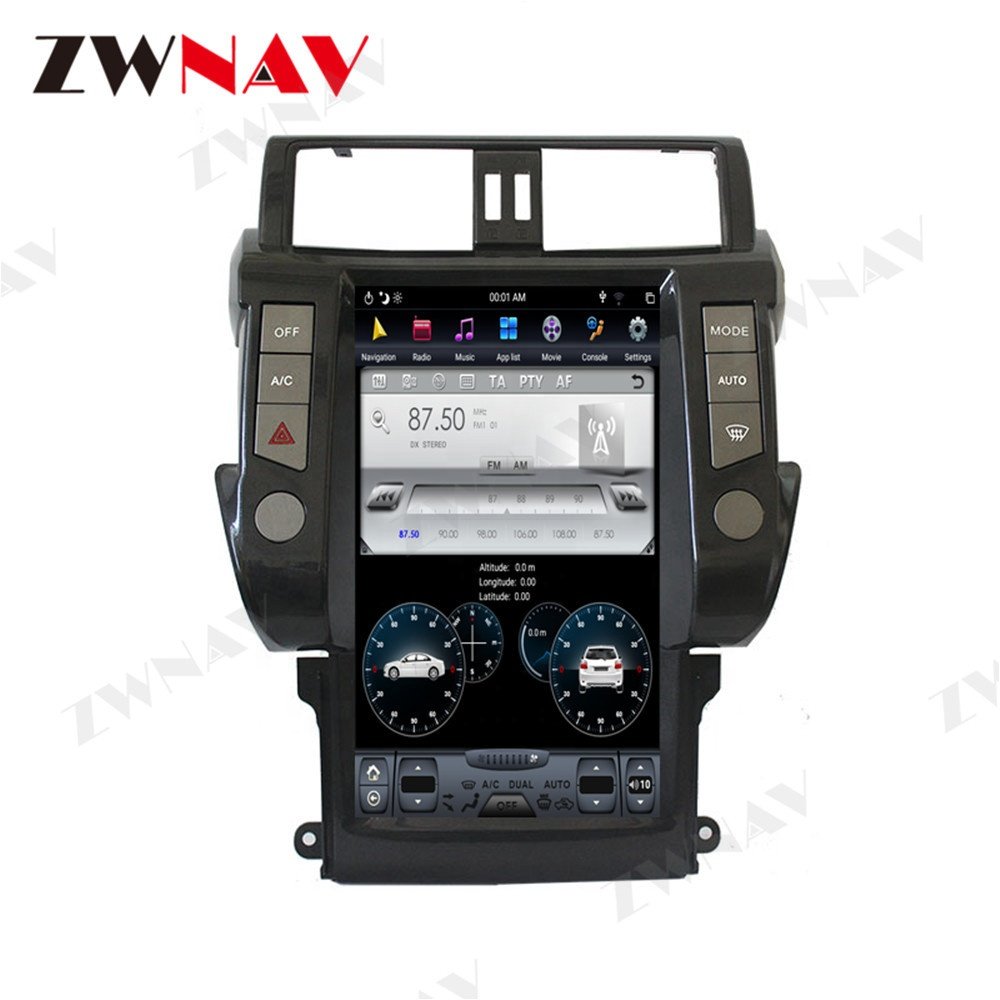 ZWNAV Android 9.0 Radio Tesla Style Car GPS Navigation for LAND CRUISER prado 150 2010-13