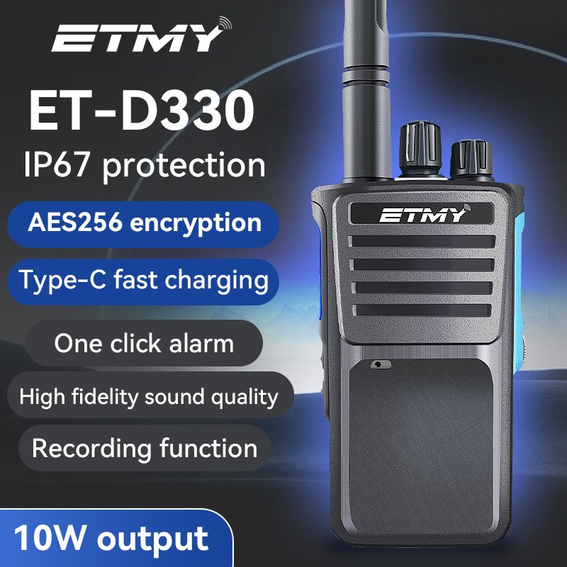 Oem 10w DMR Digital Two way radio ET-D330 VHF UHF IP67 USB Type c chargingWalkie talkie with gps