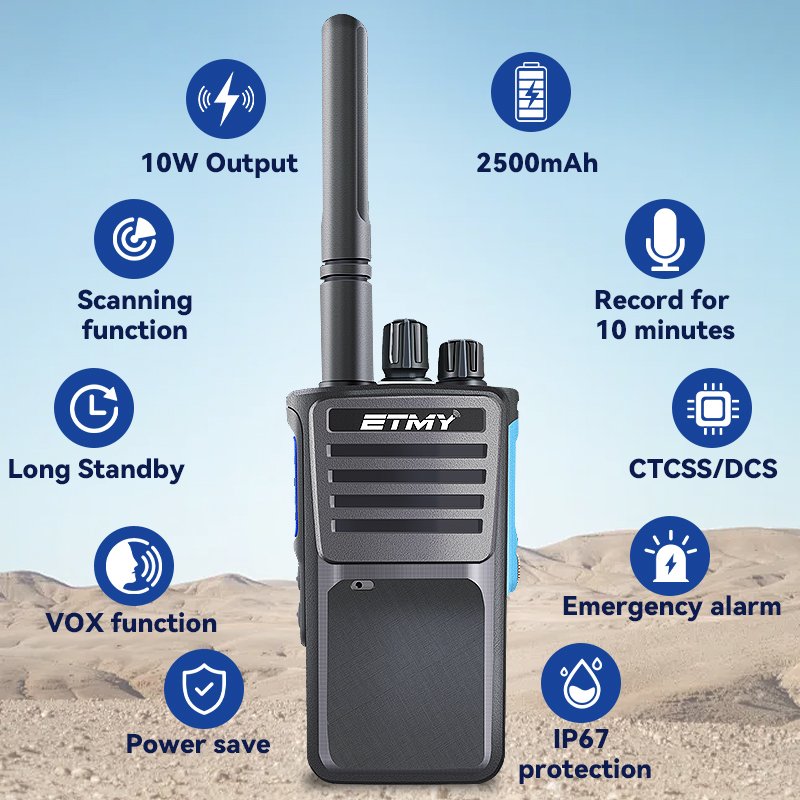 Oem 10w DMR Digital Two way radio ET-D330 VHF UHF IP67 USB Type c chargingWalkie talkie with gps