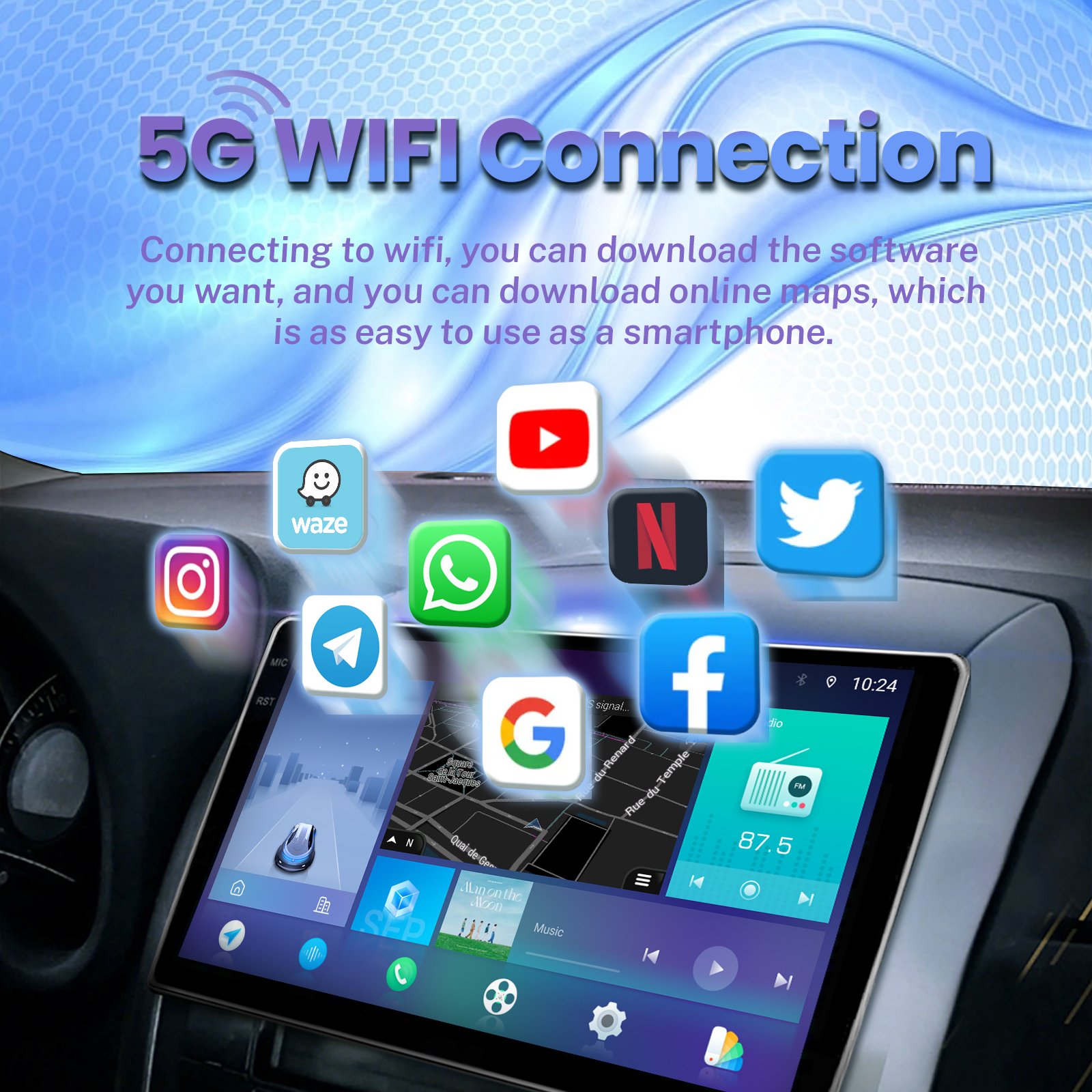 8 Core 4+64g Ford F150 Car Radio 9+7 inch Car Stereo GPS Navigation For Ford F150 2015-2021 Up And Down Screens