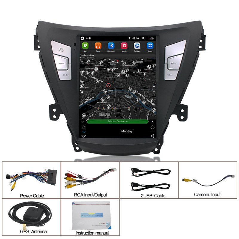 9.7" Android 10.0" GPS Radio HD Touch Screen Stereo Android Car DVD Player for 2012 2013 2014 Elantra