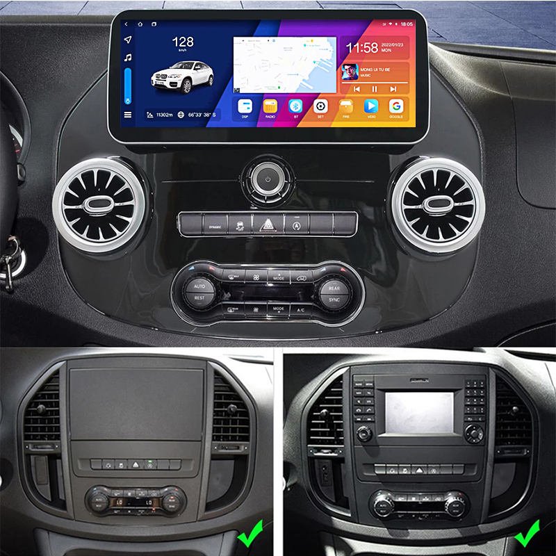 12.3 inch carplay Android auto Car DVD Player radio 6G RAM 128G ROM Android 11 GPS multimedia Navigation For Benz Vito 2014-2020