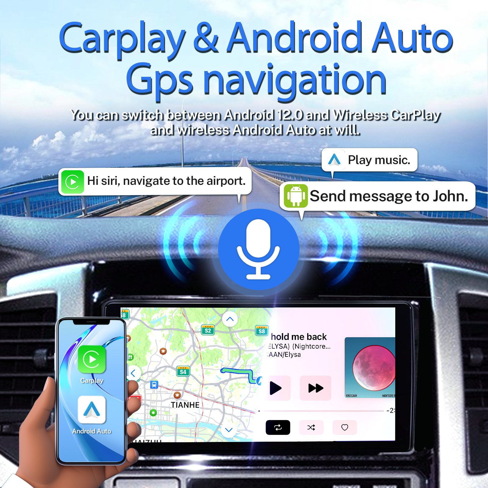 Chevrolet Spark GPS Navigation Carplay Multimedia Player Android 13.0 Universal Car Radio 2013-2015 Radio 4 Core 2+64g Support