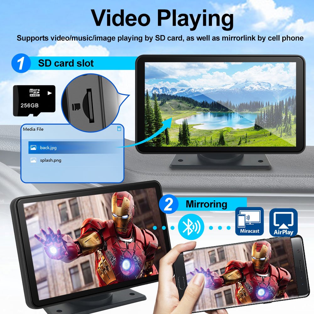 Ushilife Portable Wireless Carplay Android Auto Car Radio 7 Inch Touch Screen GPS BT FM Smart Car Monitor