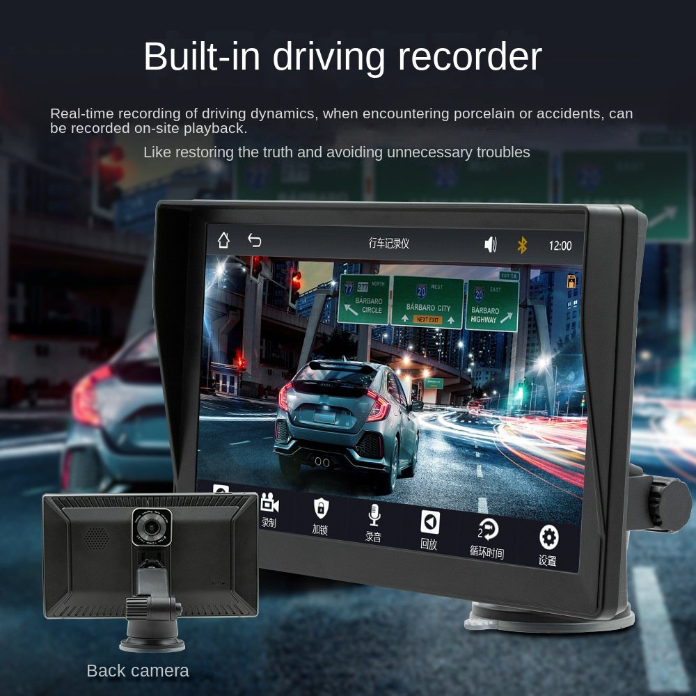 9 Inch Portable Car Radio GPS Enabled Stereo DVD Player with HD Reversing Image Wireless Carplay for Driving Recording
