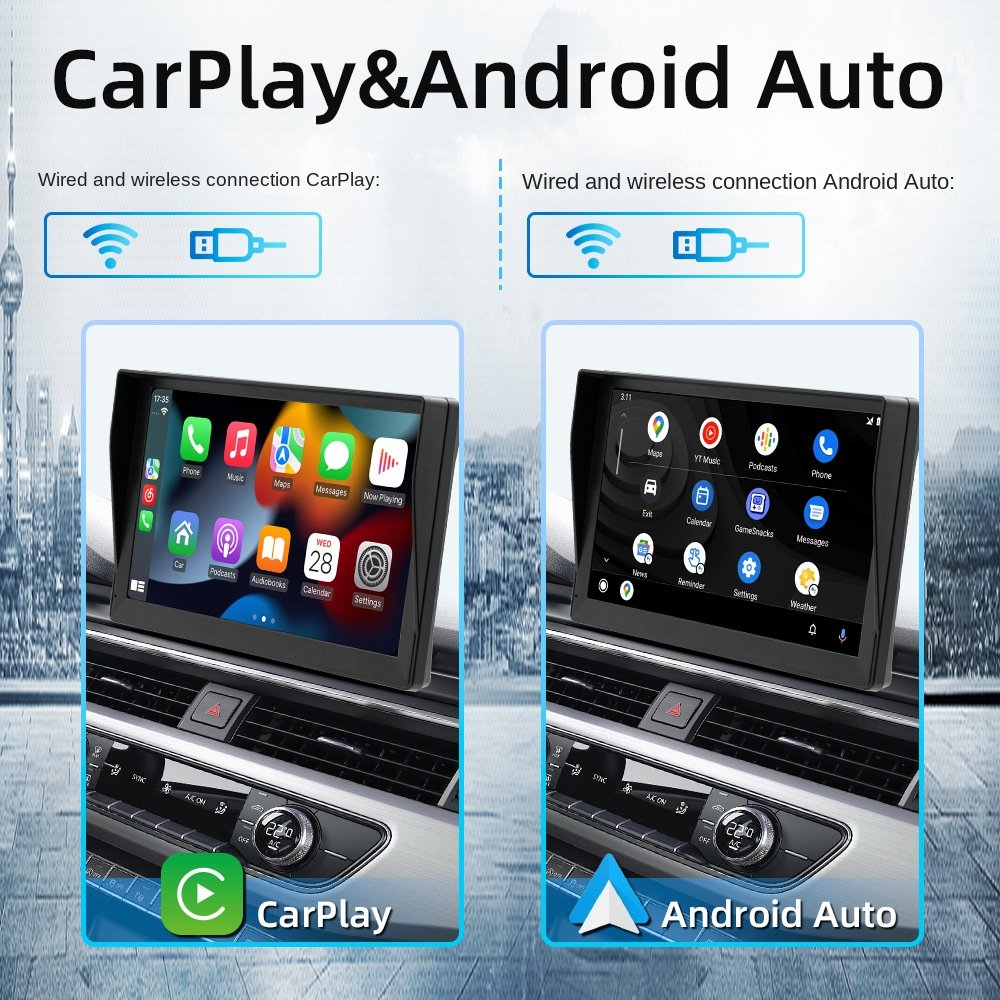 9 Inch Portable Car Radio GPS Enabled Stereo DVD Player with HD Reversing Image Wireless Carplay for Driving Recording