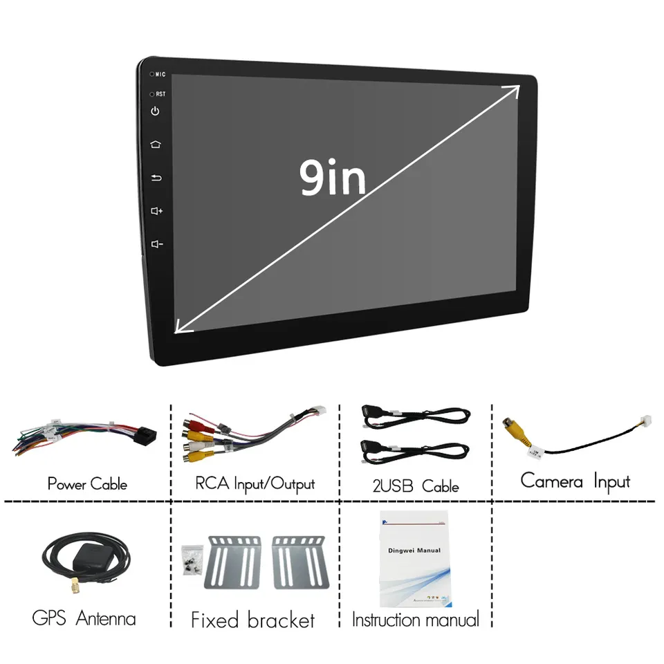 2+32G with carplay android auto car radio stereo video 7/9/10 inch 2din gps player with touch screen Android 14