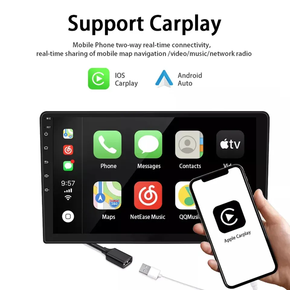 2+32G with carplay android auto car radio stereo video 7/9/10 inch 2din gps player with touch screen Android 14