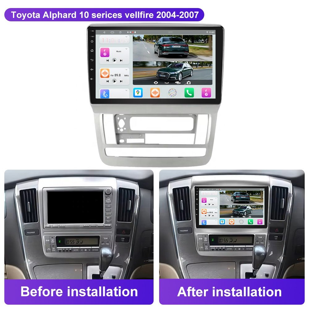 JYT 9 inch 8 Core 4G Android Auto Carplay 2 Din Car Stereo DVD Player For Toyota Alphard 10 serices vellfire 2004 - 2007 Frame